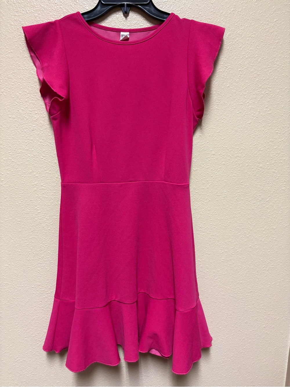 Girls' Bright Pink Flutter Sleeve Casual Dress